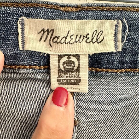 Madewell 10" High Rise Denim Jeans Size 25 Petite Blue Button Fly Raw Hem Skinny - Picture 13 of 16